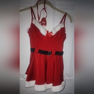 RSLOVESexy Christmas Lingerie Santa Baby-doll Chemise Sleepwear Dress Size Small